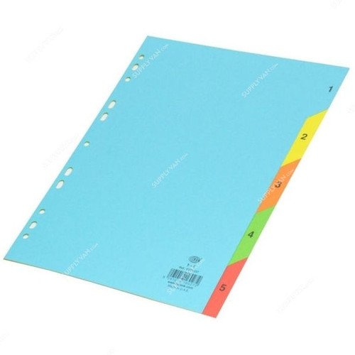 FIS Color Card Divider, (1-5) English, Paper, 160 GSM, A4, Multicolor