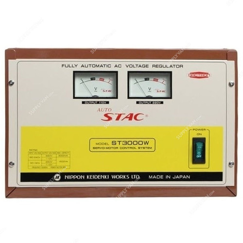 Auto Stac High Power Full Automatic AC Voltage Regulator, ST3000W, 3000VA, Brown