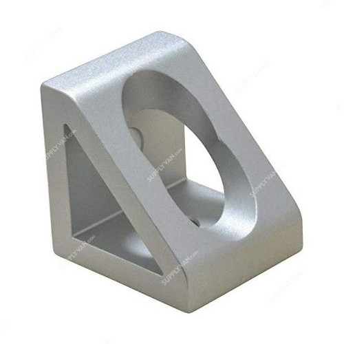 Extrusion Wide Gusseted Inside Corner Bracket, 2 Hole, Aluminium