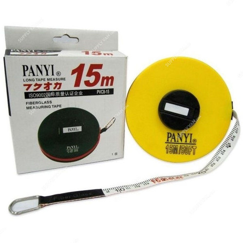 Panyi Fiberglass Measuring Tape, SHGT-PVC8-15, 15 Mtrs, Yellow