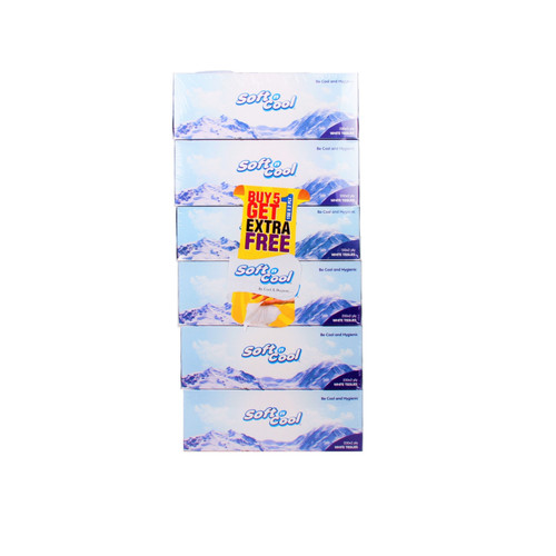 Hotpack Facial Tissue, SNCT200OP, Soft n Cool, 2 Ply, White, 5+1 Free