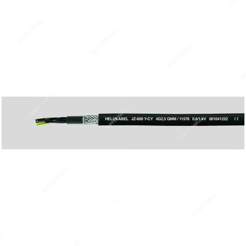 HELUKABEL Flexing Cable, JZ-600-Y-CY, 14 AWG, 0.6-1kV, 2 x 2.5 MM Sq, 5 Mtrs