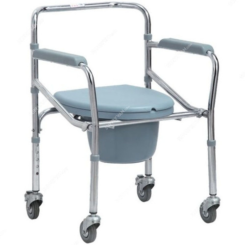 3W Commode Wheel Chair, 3W-696, Steel, Grey