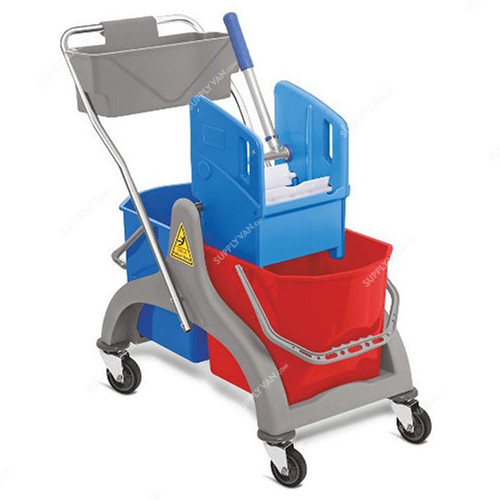 Intercare Double Bucket Trolley With Wringer, Plastic, 25 Ltrs