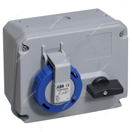 ABB Horizontal Socket Outlet, 232MHS6W, 3 Pole, 32A, Blue and Grey