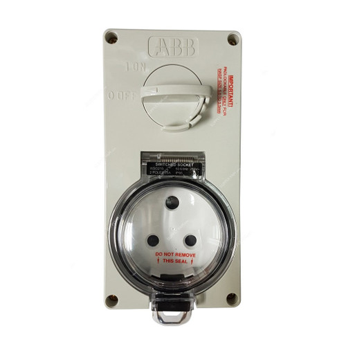 ABB Single Pole Switch Socket, WSO215, 1 Gang, 15A