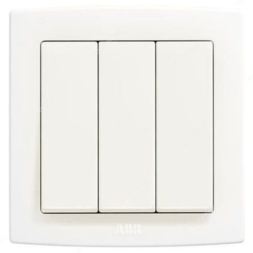 ABB Electrical Switch, AC103, PVC, 3 Gang, 1 Way, 10A