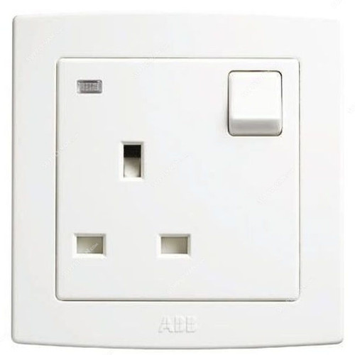 ABB Dual Pole Switch Socket, AC238, PVC, 1 Gang, 13A