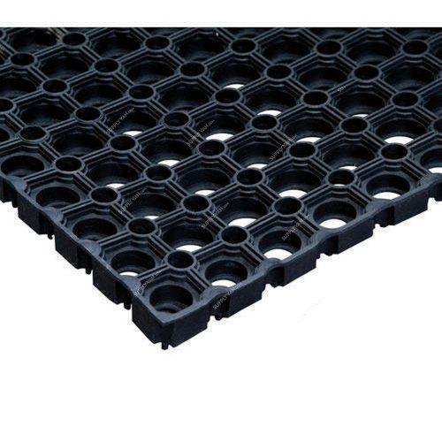 Warrior Hollow Mat, Rubber, Rectangle, 22MM Thk, 100CM Width x 150CM Length, Black