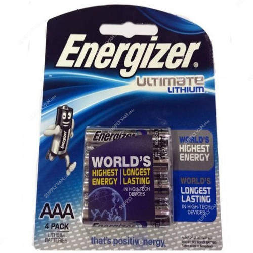 Energizer Lithium Battery, 1200mAh, 1.5V, 4 Pcs/Pack