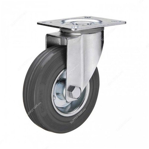 Liemke European Type Swivel Caster, 18-11-6-13-2-2, Rubber, 100 x 30MM, 80 Kg