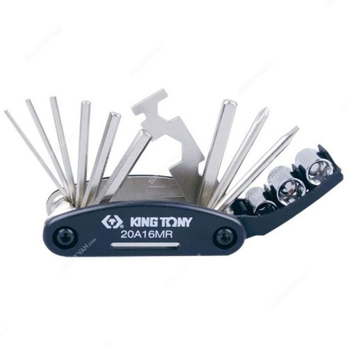 Kingtony Bicycle Compact Tool, 20A16MR, 1/4 Inch Drive, 16 Pcs/Set