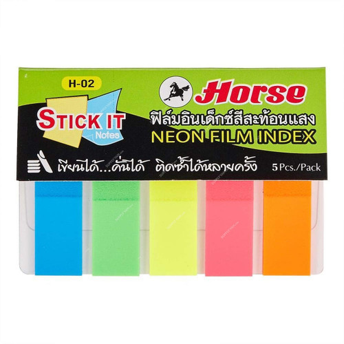 Horse Neon Index Flag, H-02, 12 x 45MM, Multicolor, 10000 Pcs/Box