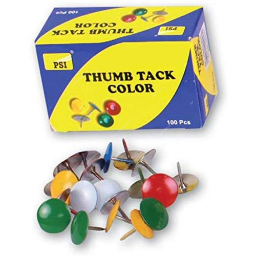 PSI Thumb Tack, PSDPYLP015, Multicolor, 100 Pcs/Pack