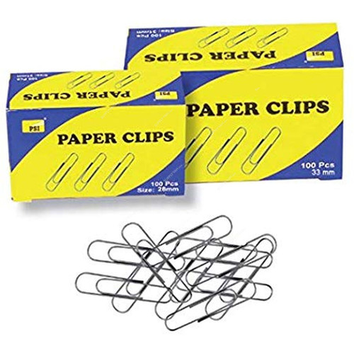 PSI Nickel Paper Clip, PSPCYLP006-33, Round, 33MM, Silver, 100 Pcs/Pack