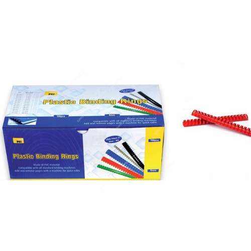 PSI Binding Ring, PSBR08RE, Plastic, 45 Sheets, 8mm, Red, 100 Pcs/Pack