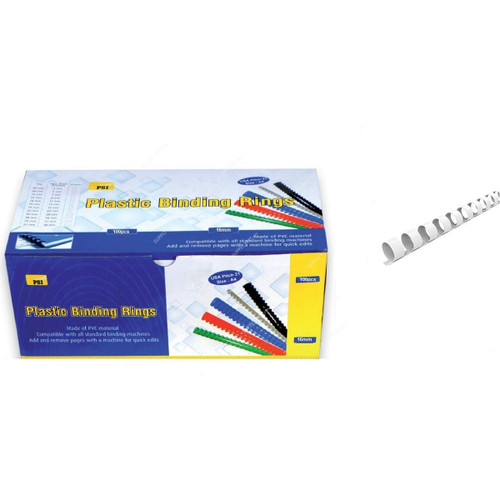 PSI Binding Ring, PSBR16WH, Plastic, 145 Sheets, 16mm, White, 100 Pcs/Pack
