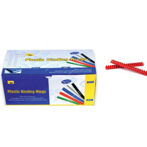 PSI Binding Ring, PSBR45RE, Plastic, 390 Sheets, 45mm, Red, 50 Pcs/Pack
