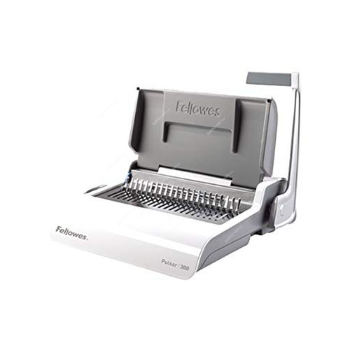 Fellowes Manual Comb Binding Machine, 5627601, Pulsar 300, 300 Sheets, White and Black