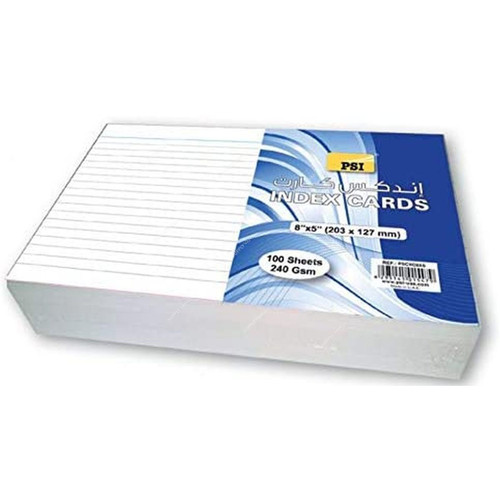 PSI Index Card, PSCIIC8X5, 240 Gsm, 100 Sheets, 8 x 5 Inch, White