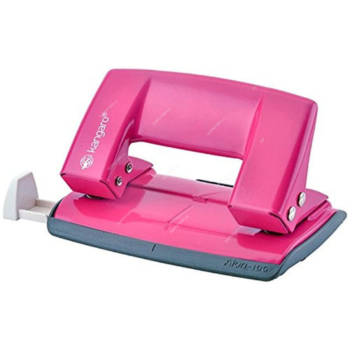 Kangaro 2 Hole Paper Punch Machine, AION-10G, Metal, 10 Sheets, Pink