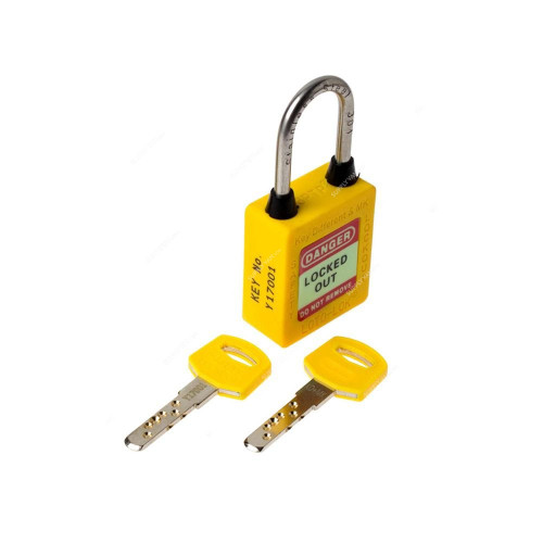 Loto-Lok Three Point Traceability Padlock, 3PTPYKDR40, Nylon and Stainless Steel, 40 x 5MM, Yellow