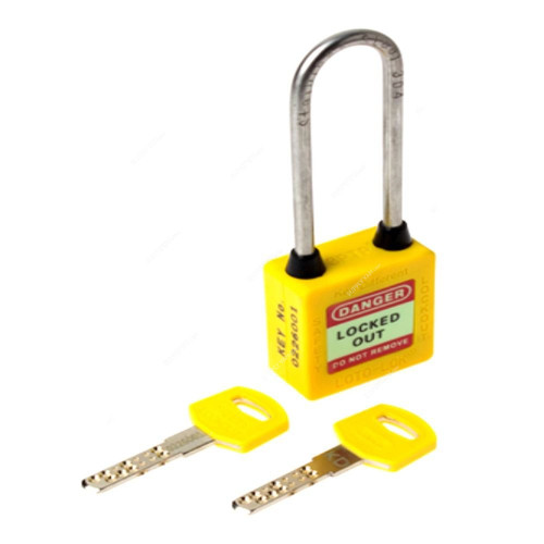 Loto-Lok Three Point Traceability Padlock, 3PTPYKDL80, Nylon and Stainless Steel, 80 x 5MM, Yellow