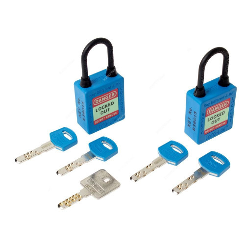 Loto-Lok Three Point Traceability Padlock, 3PTPBKDMKN40, Nylon, 40 x 5MM, Blue