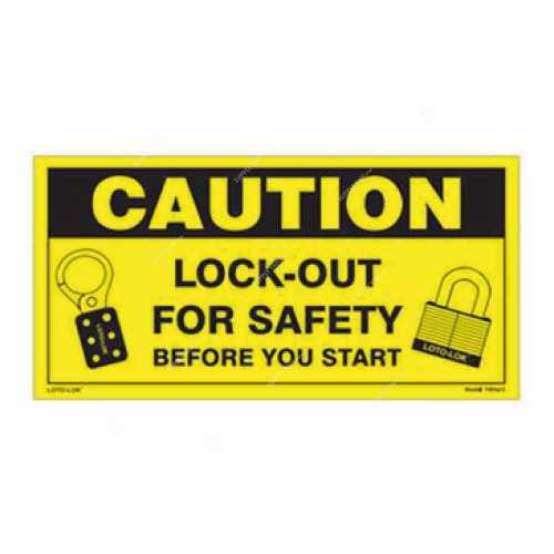 Loto-Lok Lockout Tagout Sticker, YBH-12, Vinyl, Horizontal, 150 x 300MM