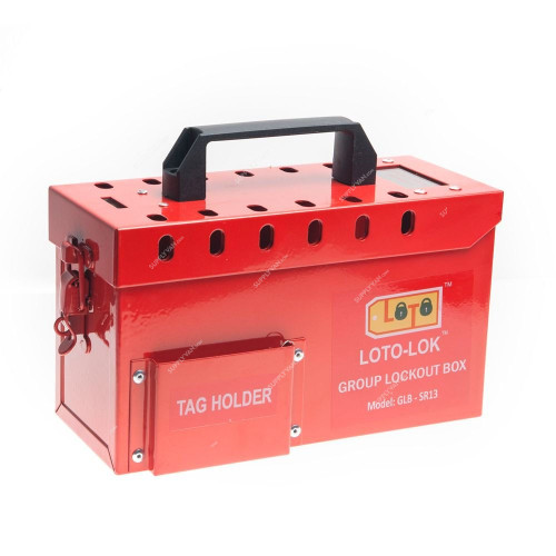 Loto-Lok Group Lock Box, GLB-SR13, Steel, 255 x 105MM, Red