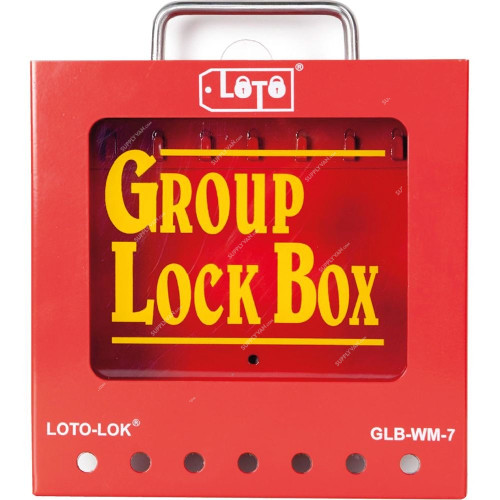 Loto-Lok Group Lock Box, GLB-WM-7, Steel, 235 x 260MM, Red
