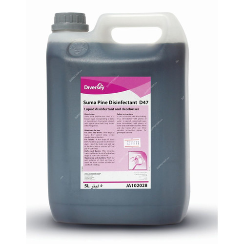 Diversey Suma Pine D47 Disinfectant and Deodoriser, JA102028, 5 Ltrs