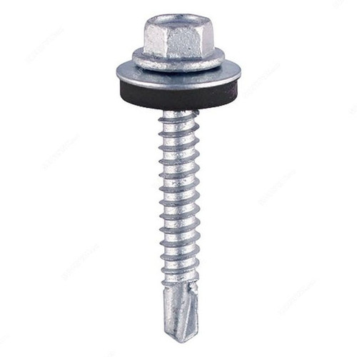 All Screw Fasteners Self Drilling Screw With Bonded EPDM Washer, Slotted Hex Head, M5.5 x 25MM, 1000 Pcs/Pack