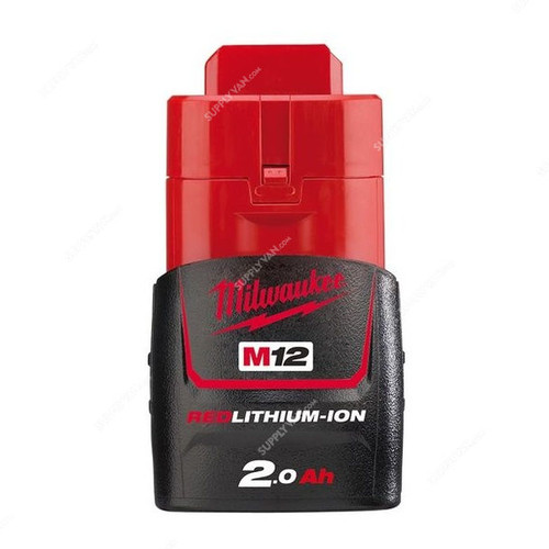 Milwaukee Compact RedLithium Battery, M12B2, 12V, 2.0Ah