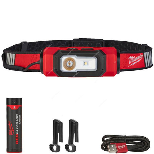 Milwaukee Rechargeable Hi-Vis Headlamp, L4HL-VIS-201, 600 LM, 4V