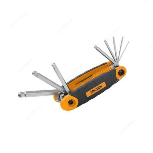 Tolsen Folding Ball Point Hex Key Set, 20068, 8 Pcs/Set