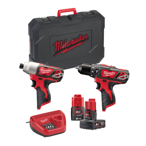 Milwaukee Cordless Combi Drill Kit, M12-BPP2B-421C, 12V