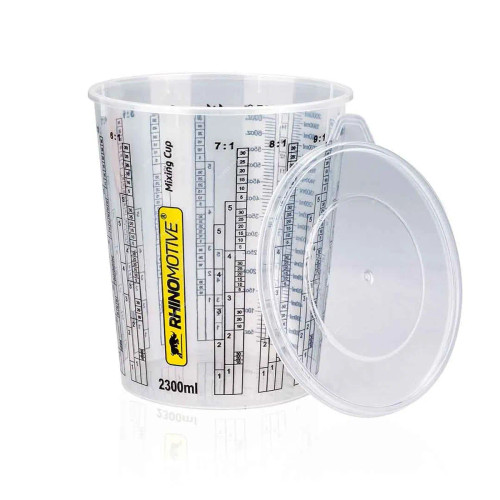 Rhinomotive Expert Paint Mixing Cup With Lid, R1401, 2300ML, Plastic, Clear, 100 Pcs/Pack