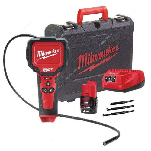 Milwaukee Sub Compact Inspection Camera Kit, M12IC-201C, 12V, 68MM Display, Red/Black