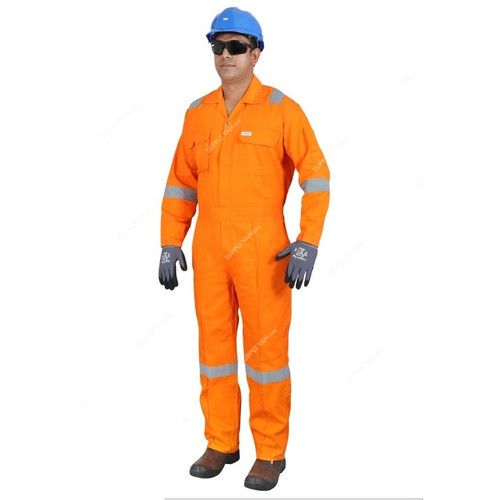 Vaultex Reflective Coverall, NOL, 100% Cotton, 240 GSM, S, Light Orange