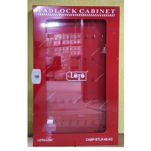 Loto-Lok Padlock Cabinet, CABP-STLR-60-KC, 60 Locks, 850 x 520MM, Red
