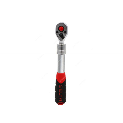 Selta Adjustable Ratchet Wrench, MC95-ADJRATH, 1/4 inch, Silver/Red