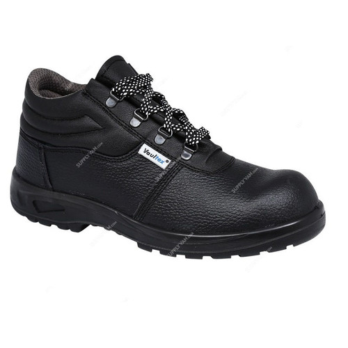 Vaultex Steel Toe Safety Shoes, ZEN, Leather, Size39, Black