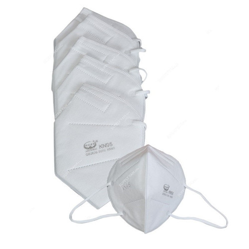 KN95 Flat Fold Respirator, RUN, White, 5 Pcs/Pack