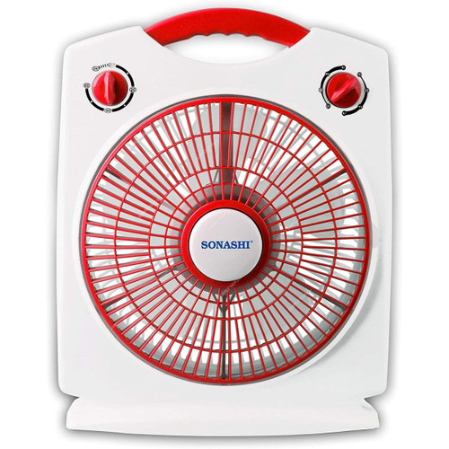 Sonashi Box Fan, SBF-7030, 10 Inch, 50W, Red