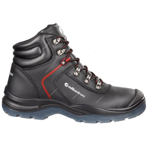Albatros Gravitation Mid Ankle Safety Shoes, 631080, S3-SRC, Size45, Black/Red