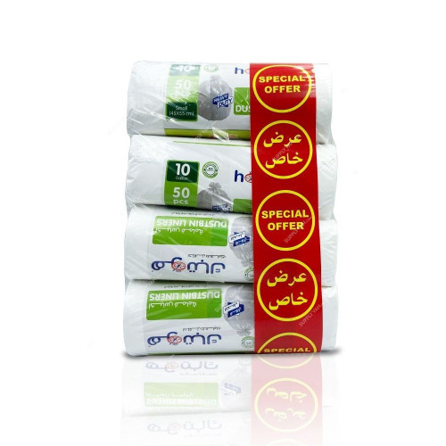 Hotpack Dustbin Liners Roll, OPDBLX4PKT, 45 x 55CM, White, 200 Rolls/Pack