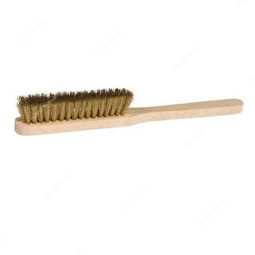 Crimped Wire Brush, Brass Plated, Wood Handle, Black