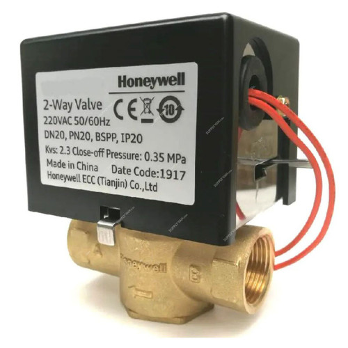 Honeywell Two-Way FCU Electric Valve Actuator, VS82C15PP, 1/2 Inch, BSPP, Black/Gold