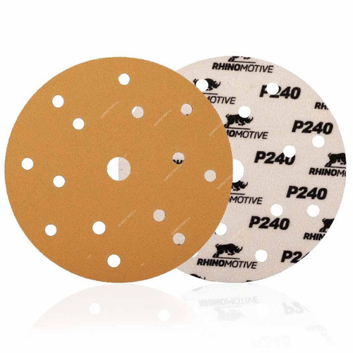 Rhinomotive Multi-Purpose Abrasive Disc, R1504, 150MM, P240, Gold, 100 Pcs/Box